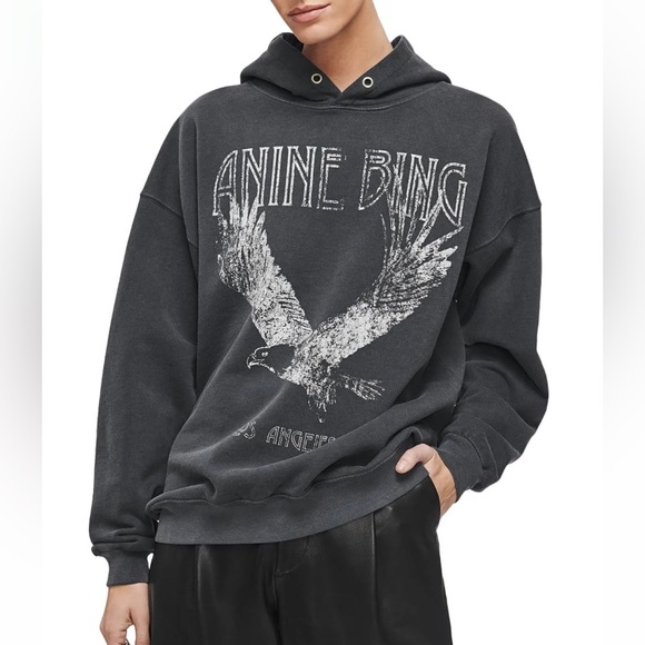 Anine Bing Black Graphic Hoodie - Picture 1 of 5